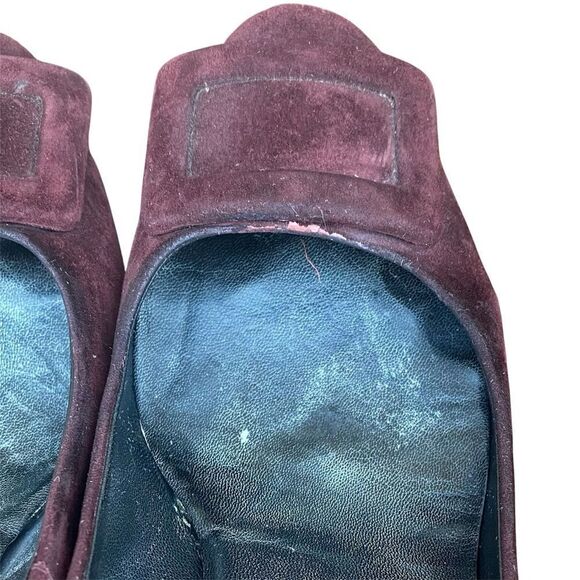 ROGER VIVIER Maroon/Burgundy Suede Leather Wedge/Pump Size 8(38) Designer - Picture 7 of 11